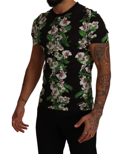 Dolce & Gabbana Black Floral Print Crewneck T-shirt