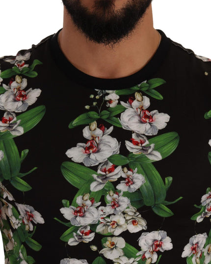 Dolce & Gabbana Black Floral Print Crewneck T-shirt
