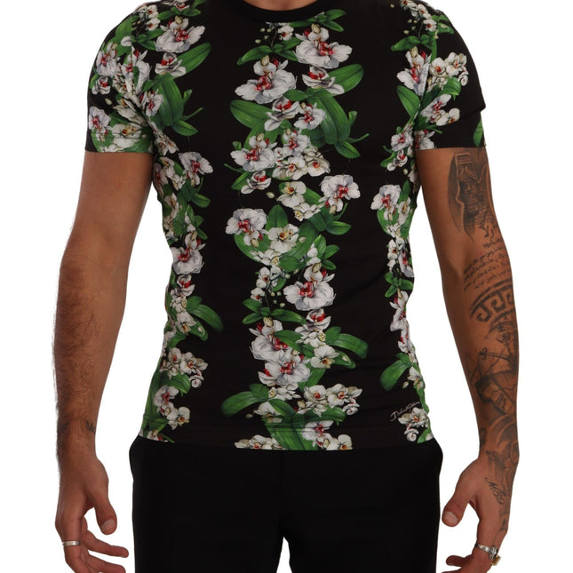 Dolce & Gabbana Black Floral Print Crewneck T-shirt