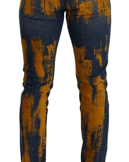 Dolce & Gabbana Blue Yellow Dye Cotton Skinny Men Denim Jeans
