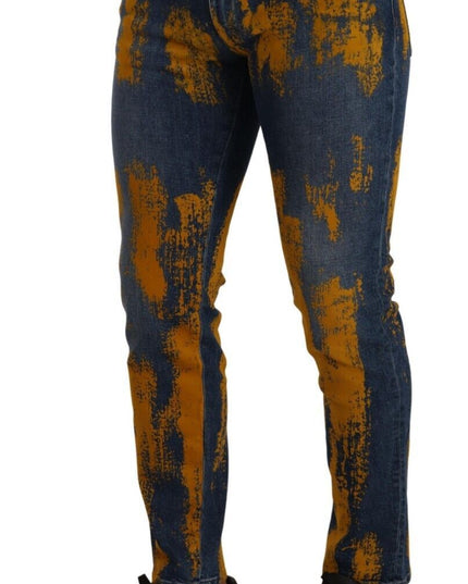 Dolce & Gabbana Blue Yellow Dye Cotton Skinny Men Denim Jeans
