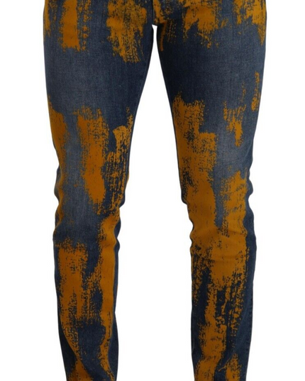 Dolce & Gabbana Blue Yellow Dye Cotton Skinny Men Denim Jeans