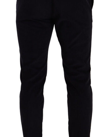 Dolce & Gabbana Blue Cotton Skinny Corduroy Trouser Pants