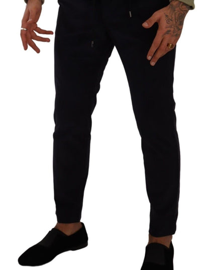 Dolce & Gabbana Blue Cotton Skinny Corduroy Trouser Pants