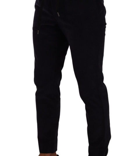 Dolce & Gabbana Blue Cotton Skinny Corduroy Trouser Pants