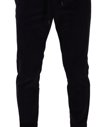 Dolce & Gabbana Blue Cotton Skinny Corduroy Trouser Pants