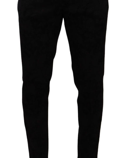 Dolce & Gabbana Black Brocade Skinny Formal Trouser Dress Pants