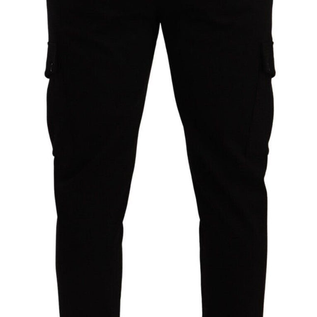 Dolce & Gabbana Black Viscose Skinny Cargo Trouser Pants