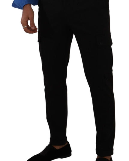 Dolce & Gabbana Black Viscose Skinny Cargo Trouser Pants