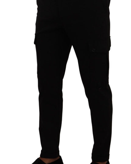 Dolce & Gabbana Black Viscose Skinny Cargo Trouser Pants