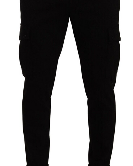 Dolce & Gabbana Black Viscose Skinny Cargo Trouser Pants