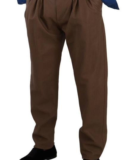 Dolce & Gabbana Brown Leather Tapered High Waist Pants