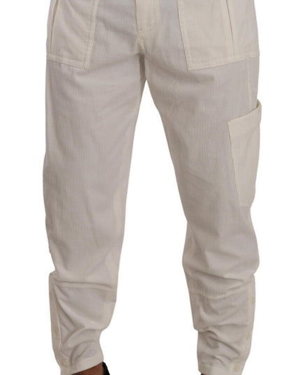 Dolce & Gabbana Off White Cotton Corduroy Cargo Pants