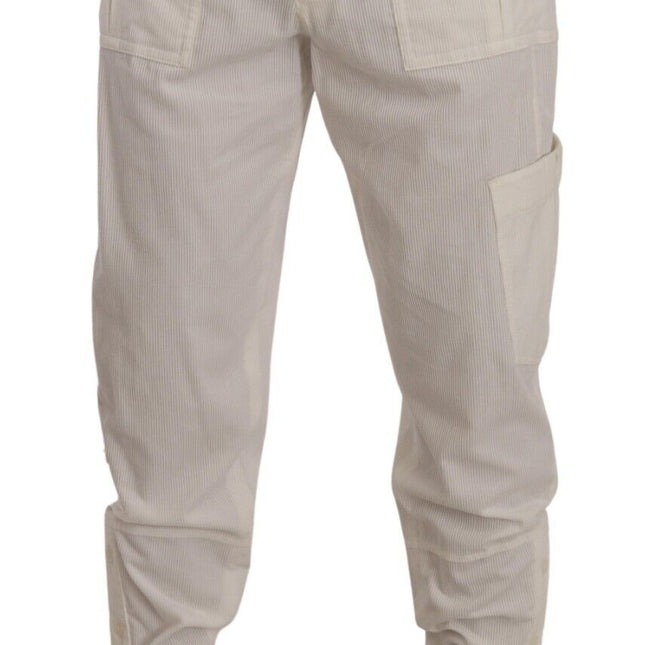 Dolce & Gabbana Off White Cotton Corduroy Cargo Pants