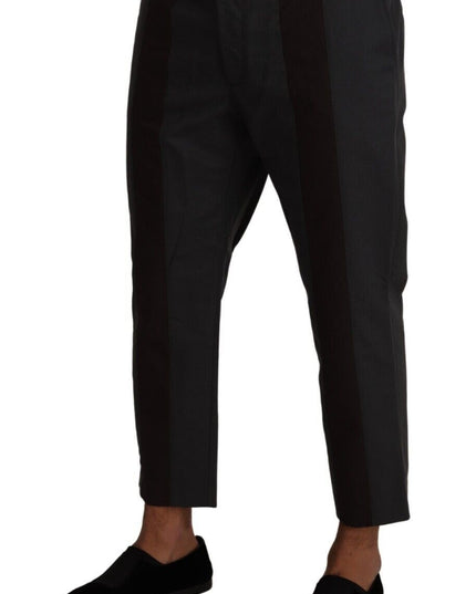 Dolce & Gabbana Gray Bordeaux Striped Cropped Trouser Pants