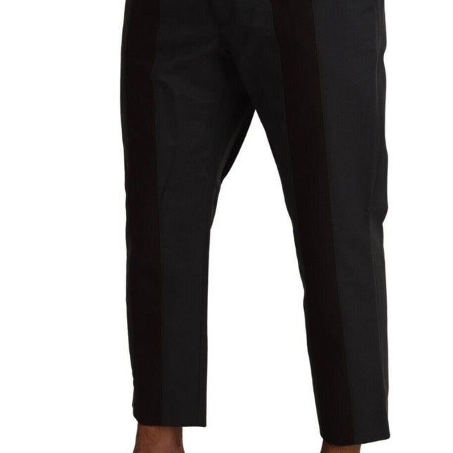 Dolce & Gabbana Gray Bordeaux Striped Cropped Trouser Pants
