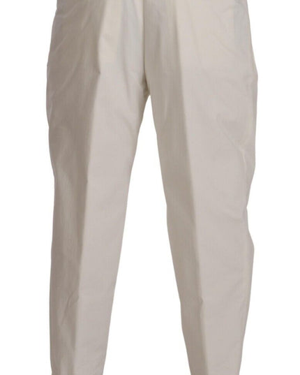 Dolce & Gabbana White Cotton Tapered Men Trouser Dress Pants