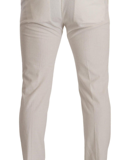 Dolce & Gabbana White Cotton Skinny Corduroy Trouser Pants