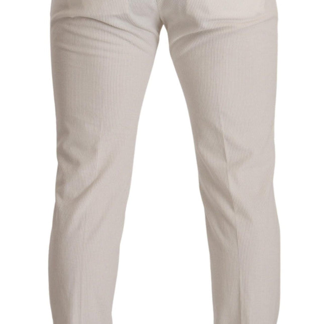 Dolce & Gabbana White Cotton Skinny Corduroy Trouser Pants