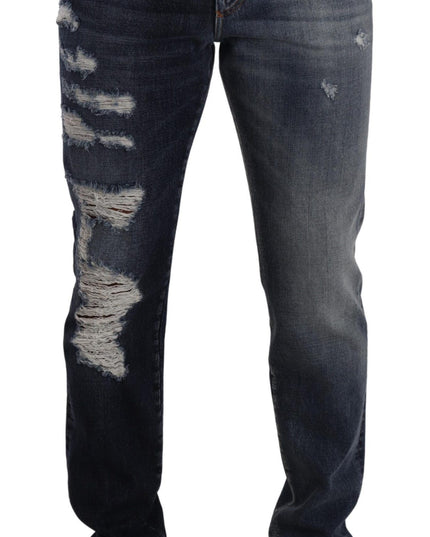 Dolce & Gabbana Blue Cotton Regular Denim Trousers Jeans
