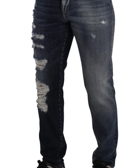 Dolce & Gabbana Blue Cotton Regular Denim Trousers Jeans