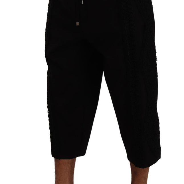 Dolce & Gabbana Black Cotton Torero Sweatpants Shorts Pants