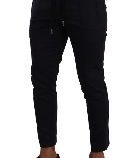 Dolce & Gabbana Blue Cotton Stretch Jogging Trouser Pants