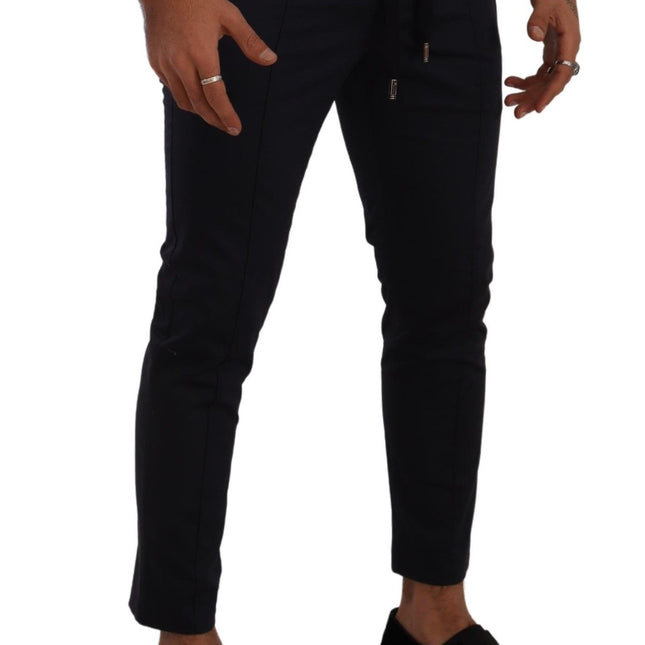 Dolce & Gabbana Blue Cotton Stretch Jogging Trouser Pants