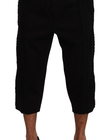 Dolce & Gabbana Black Cotton Torero Cropped Short Trouser Pants