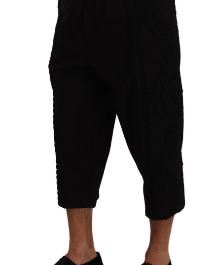 Dolce & Gabbana Black Cotton Torero Cropped Short Trouser Pants