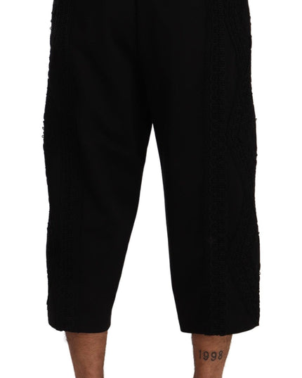 Dolce & Gabbana Black Cotton Torero Cropped Short Trouser Pants