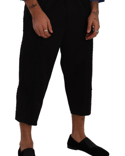 Dolce & Gabbana Black Cotton Torero Cropped Short Trouser Pants