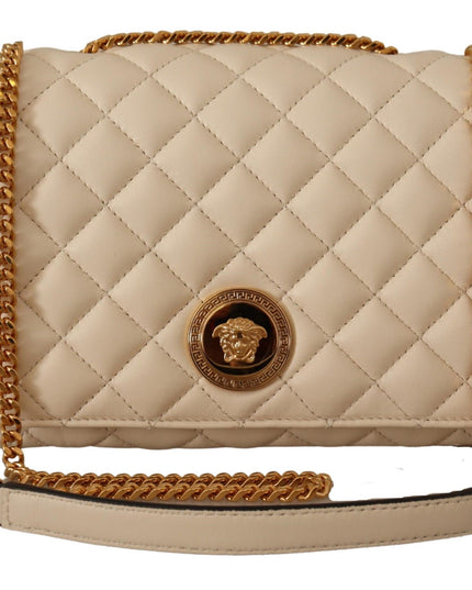 Versace White Nappa Leather Medusa Shoulder Bag