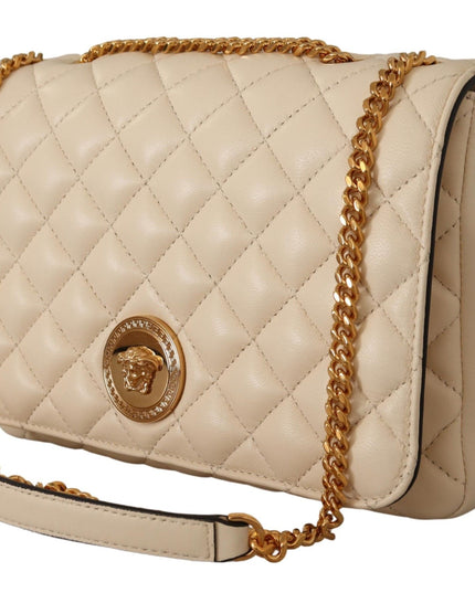 Versace White Nappa Leather Medusa Shoulder Bag