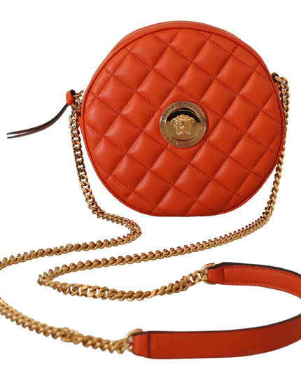Versace Red Nappa Leather Medusa Round Crossbody Bag