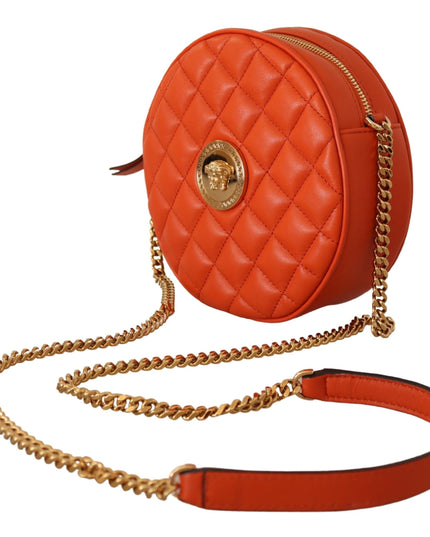 Versace Red Nappa Leather Medusa Round Crossbody Bag