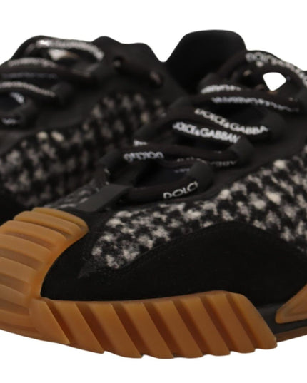 Dolce & Gabbana Black White Fabric Lace Up NS1 Sneakers
