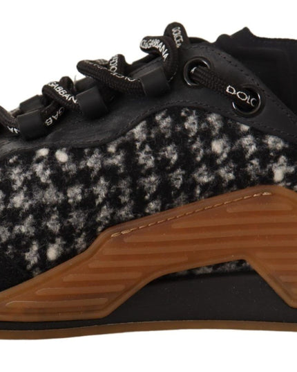 Dolce & Gabbana Black White Fabric Lace Up NS1 Sneakers