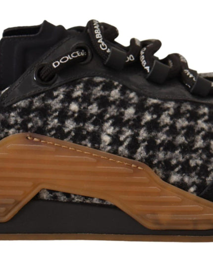 Dolce & Gabbana Black White Fabric Lace Up NS1 Sneakers