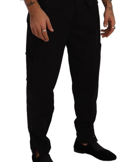Dolce & Gabbana Black Cotton Stretch Tapered Cargo Pants