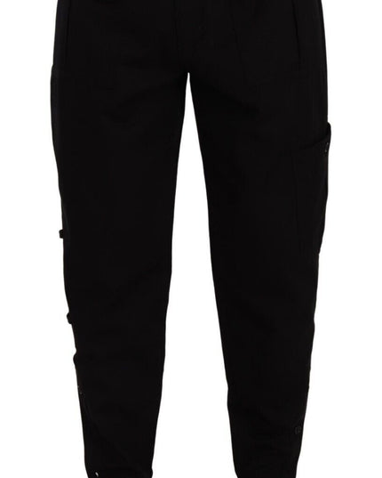 Dolce & Gabbana Black Cotton Stretch Tapered Cargo Pants