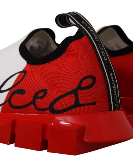 Dolce & Gabbana White Red Sorrento Sandals Sneakers