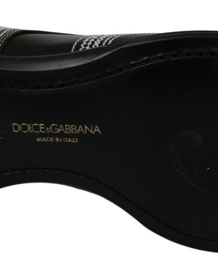 Dolce & Gabbana Black Leather Derby Formal White Lace Shoes