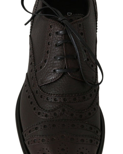 Dolce & Gabbana Brown Leather Wingtip Derby Formal Shoes