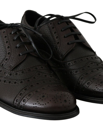 Dolce & Gabbana Brown Leather Wingtip Derby Formal Shoes