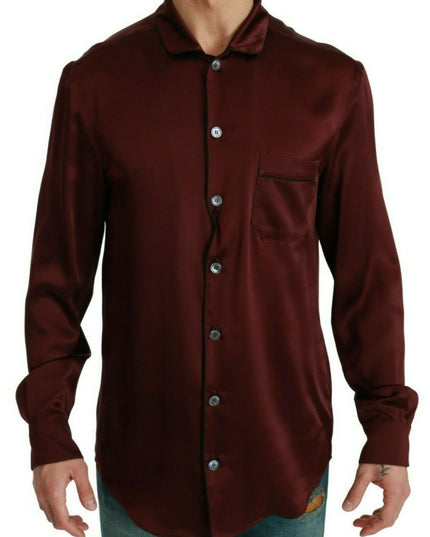 Dolce & Gabbana Bordeaux Silk Pajama Casual Shirt