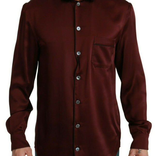 Dolce & Gabbana Bordeaux Silk Pajama Casual Shirt
