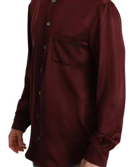Dolce & Gabbana Bordeaux Silk Pajama Casual Shirt