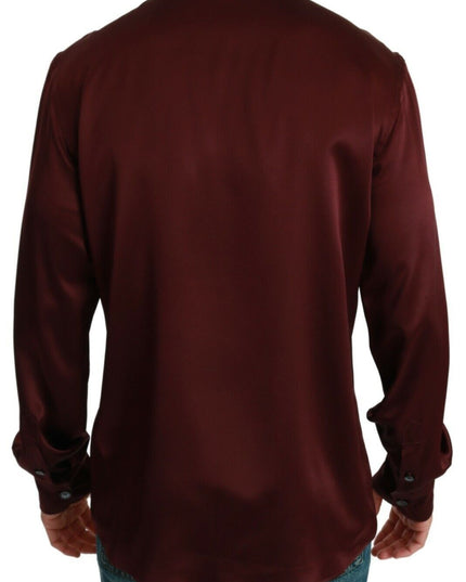 Dolce & Gabbana Bordeaux Silk Pajama Casual Shirt