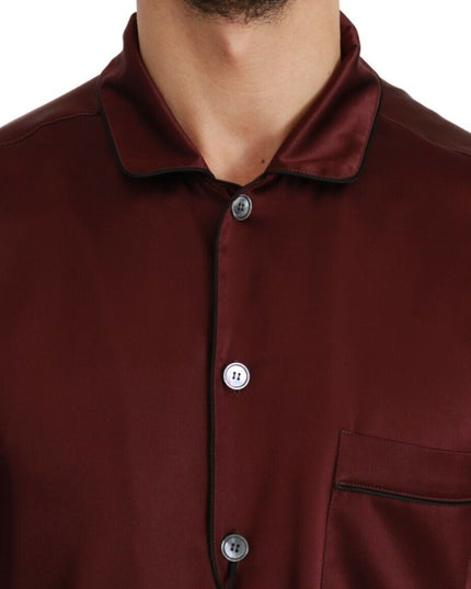 Dolce & Gabbana Bordeaux Silk Pajama Casual Shirt